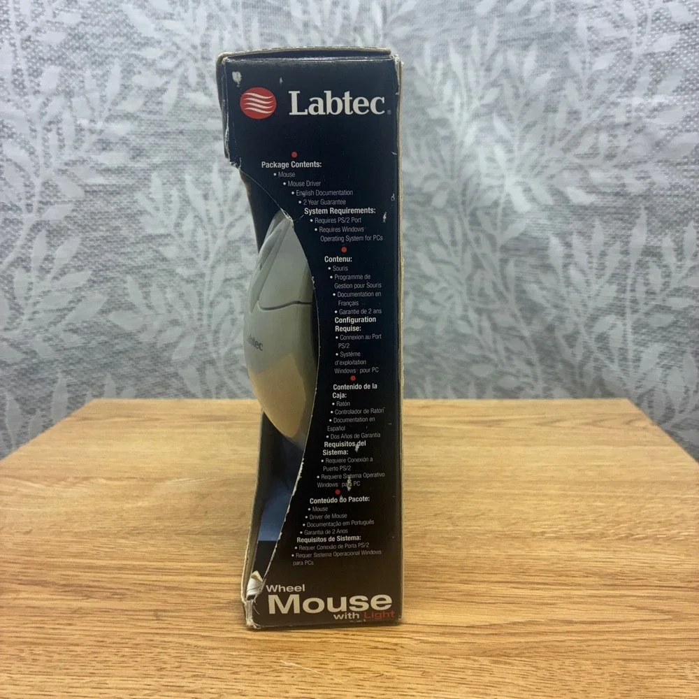 Vintage Labtec Wheel Mouse with Light PC Windows XP PS/2 Wired White New Box